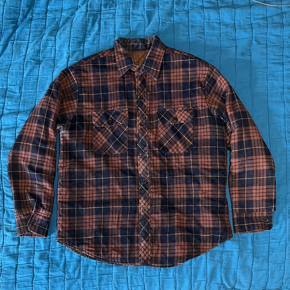Vintage Men's Plaid OverShirt - Brown in size S